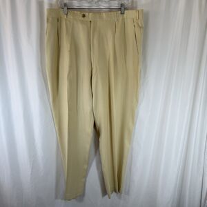Allen Solly Silk Pants Men's 40x30 Ivory Pleated Button Zip Hook Eye Pockets